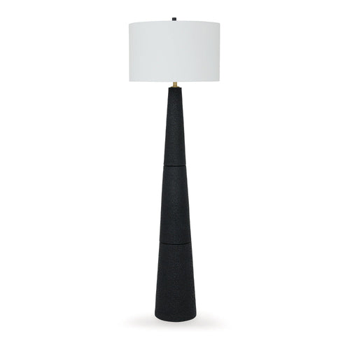 Ashley Boe 69" Floor Lamp, White Shade, Tapered Cone Black Resin