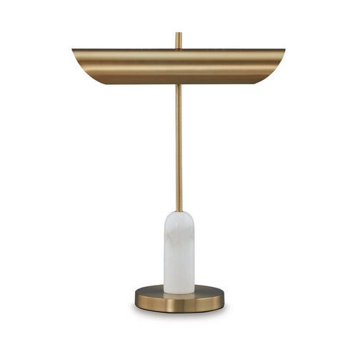 Ashley Leon 20" Desk Lamp, Round Base, USB Port, Gold Metal, Marble