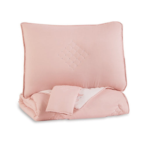 Ashley Maxie Full Size Comforter Set, Sham, Pink, White, Polyester