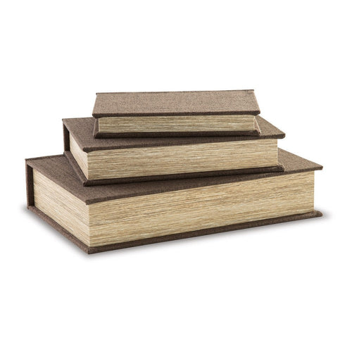 Ashley Jolly Decorative Storage Book Box Set of 3, Brown Cover