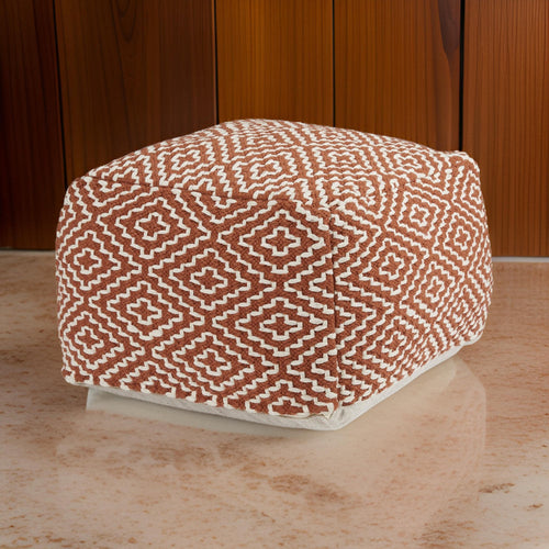 Ashley Sena 22" Ottoman Pouf, Handwoven Pattern, Red White
