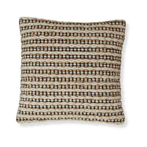 Ashley Throw Pillow Set of 4, 20", Cotton, Handwoven Stripe, Beige