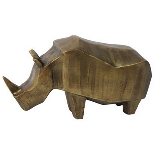 Ashley Geny Modern Rhino Sculpture, Carved, Home Decor, Gold Finish