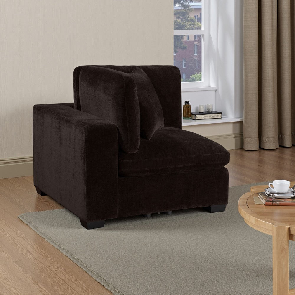 Lahe Modular Corner Sofa Chair, Modern Tapered Legs, Soft Brown Fabric By Casagear Home