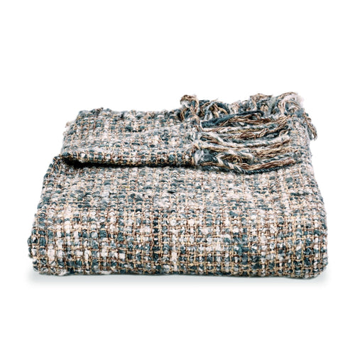 Striped Throw Blanket | 50 x 70 | Cotton | Blue White Tassels