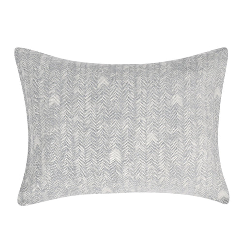Zima 20 x 26 Standard Pillow Sham, Stitched Embroidery, Gray Cotton By Casagear Home