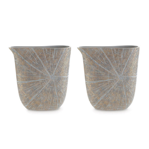 Ashley Denver 14" Vase Set of 2, Starburst Pattern, Gold Polyresin