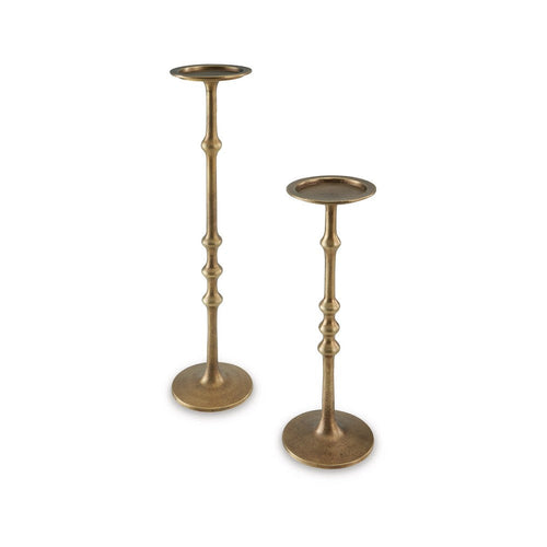 Ashley Lara Candle Holder Set of 2, Cast Aluminium, Brass Tone