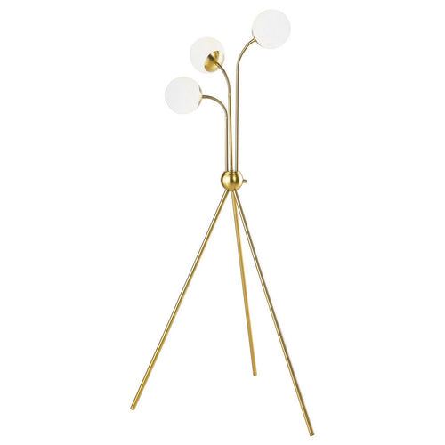 Jyan Accent Floor Lamp, 3 Classic Globe Lights, Tripod Gold Metal Base By Casagear Home