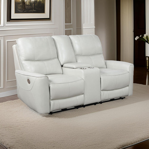 Lima Power Recliner Loveseat, Ivory Faux Leather, USB Port, Foam, 72 Inch By Casagear Home