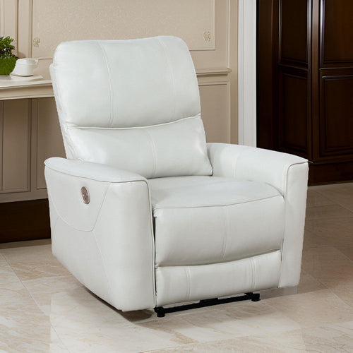 Lima Power Recliner Chair, Ivory Faux Leather, USB Port, Foam Cushions By Casagear Home