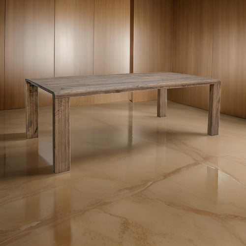 Gena Dining Table, 87 Inch Rectangular Top, Farmhouse Brown Mango Wood By Casagear Home