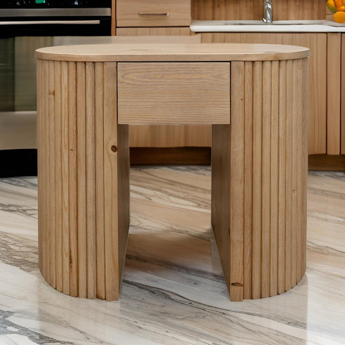 Izya 27 Inch Side End Table, Drawer, Intricate Ribbed Column Base, Brown By Casagear Home