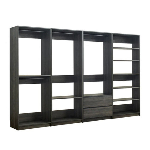 Dee Modular Freestanding Closet System, 4 Hanging Rods, 6 Shelves, Gray By Casagear Home