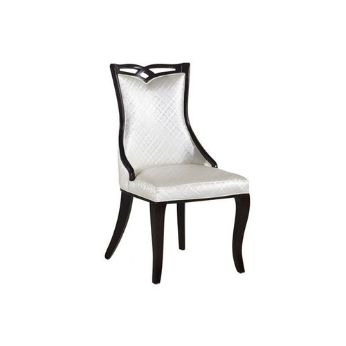 Pablo Dining Chair Set of 2, White Faux Leather, Black Wood, Tapered Legs By Casagear Home