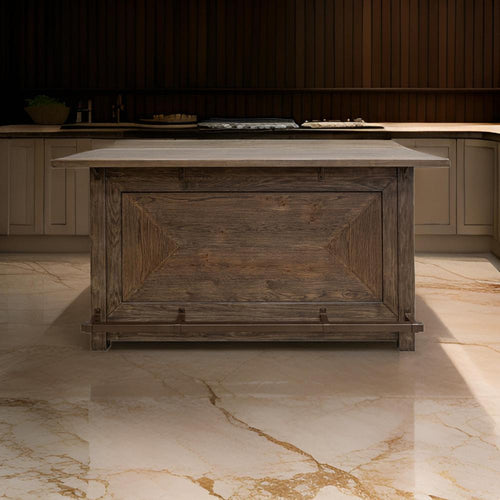 Loe 76 Inch Bar Counter Table w Footrest, Freestanding Home Bar, Brown Wood By Casagear Home