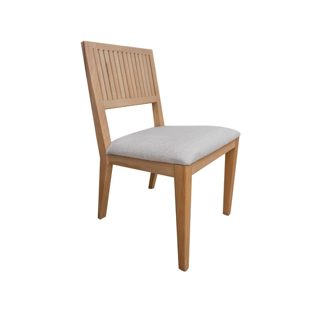 Izya Dining Side Chair Set of 2 Fluted White Polyester Brown Solid Wood By Casagear Home BM319321