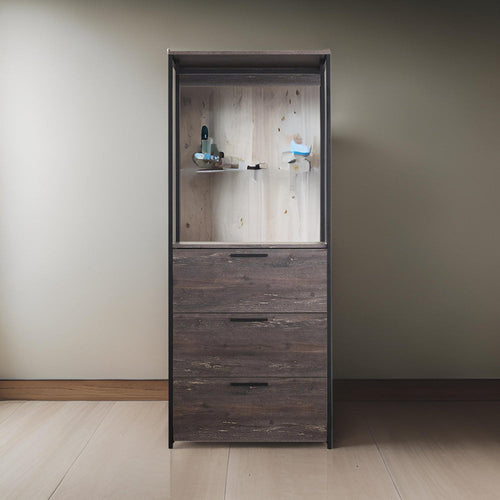 Gin Modular Closet System 3 Rustic Gray Drawers 1 Hanging Rod Black By Casagear Home BM319585