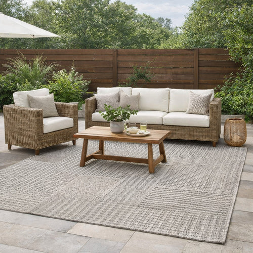 Reya 9 x 12 Extra Large Area Rug, Indoor Outdoor Geometric Knotted Gray By Casagear Home