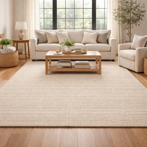 Ging 9 x 12 Extra Large Area Rug, Handwoven Abstract Jute Design, Ivory By Casagear Home