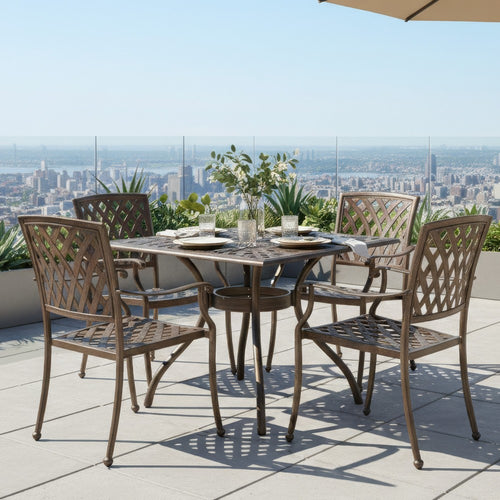 Serb Outdoor Dining Table, 37 Inch Square, Handcrafted Copper Patina Finish By Casagear Home