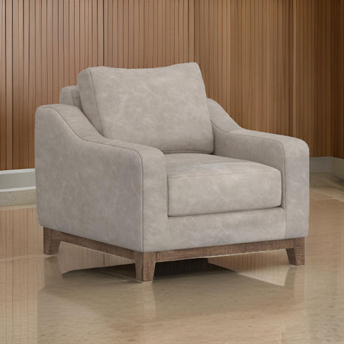 Tuba Accent Chair, Gray Fabric, Plush Foam, Throw Pillow, Solid Pine Wood By Casagear Home