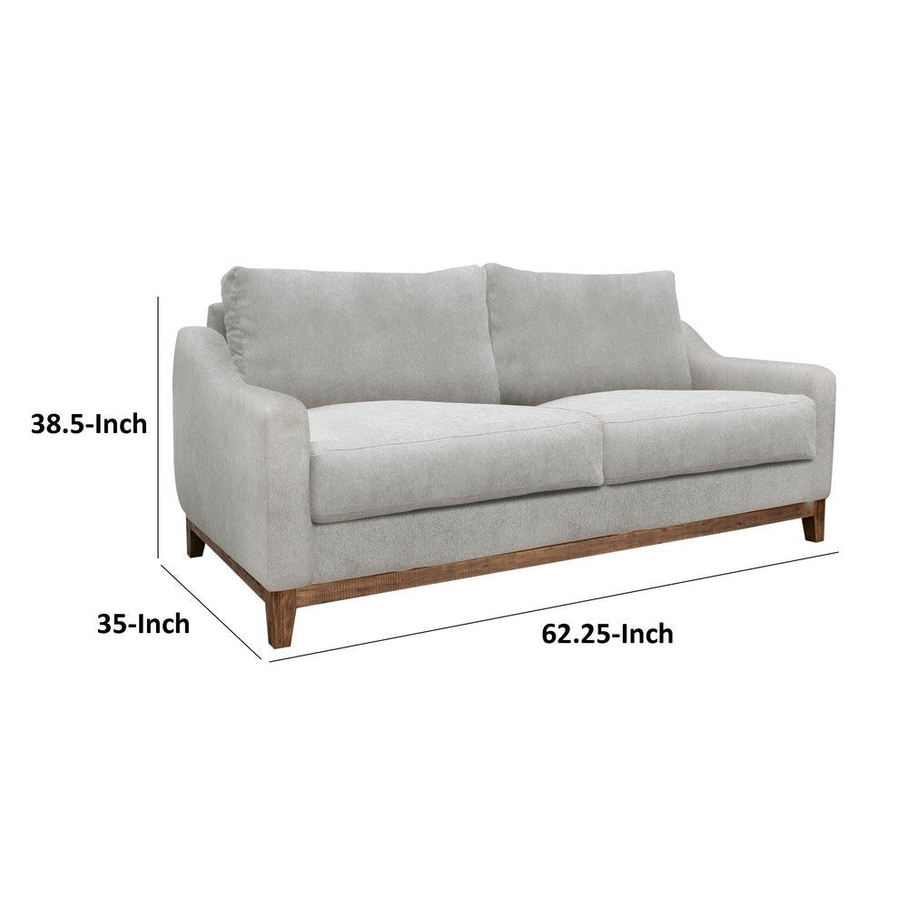 Tuba Loveseat Beige Polyester Foam Cushions Solid Pine Wood 62 Inch By Casagear Home