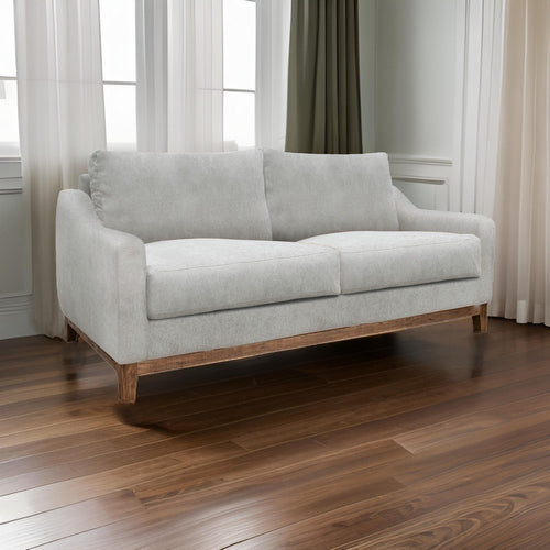 Tuba Loveseat, Beige Polyester, Foam Cushions, Solid Pine Wood, 62 Inch By Casagear Home