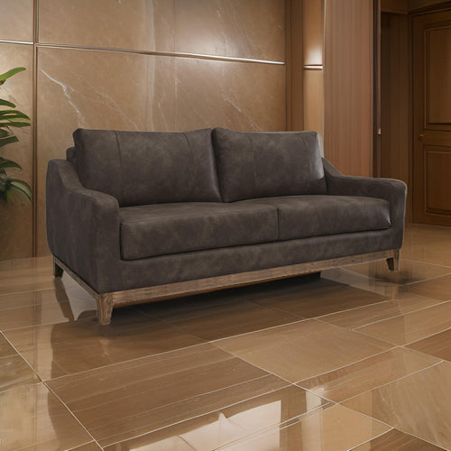 Tuba 62 Inch Loveseat, Chocolate Brown Polyester, Foam Cushions, Solid Wood By Casagear Home