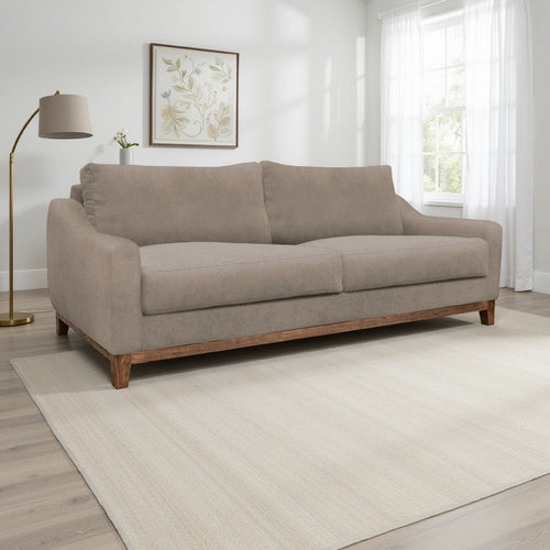 Tuba Sofa, Light Brown Polyester, Foam Cushions, Solid Pine Wood, 88 Inch By Casagear Home