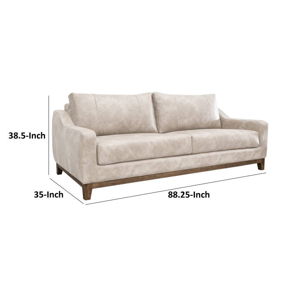 Tuba Sofa Gray Polyester Foam Cushions Solid Pine Wood Frame 88 Inch By Casagear Home