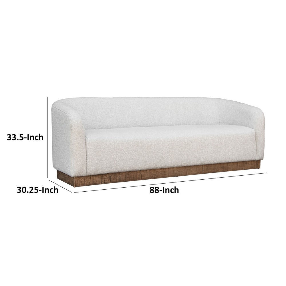 Ino Sofa Ivory Polyester Foam Cushions Solid Pine Wood Base 88 Inch By Casagear Home