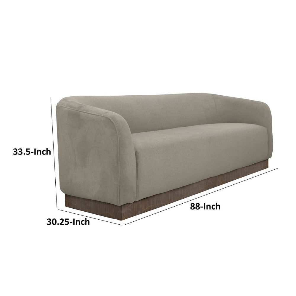Ino Sofa Almond Gray Polyester Foam Cushions Solid Wood Base 88 Inch By Casagear Home