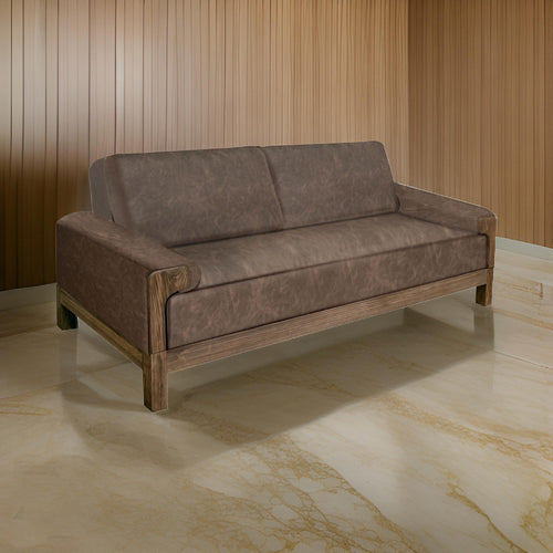 Caisy Loveseat, Chocolate Brown Fabric, Foam Cushions, Solid Wood, 69 Inch By Casagear Home