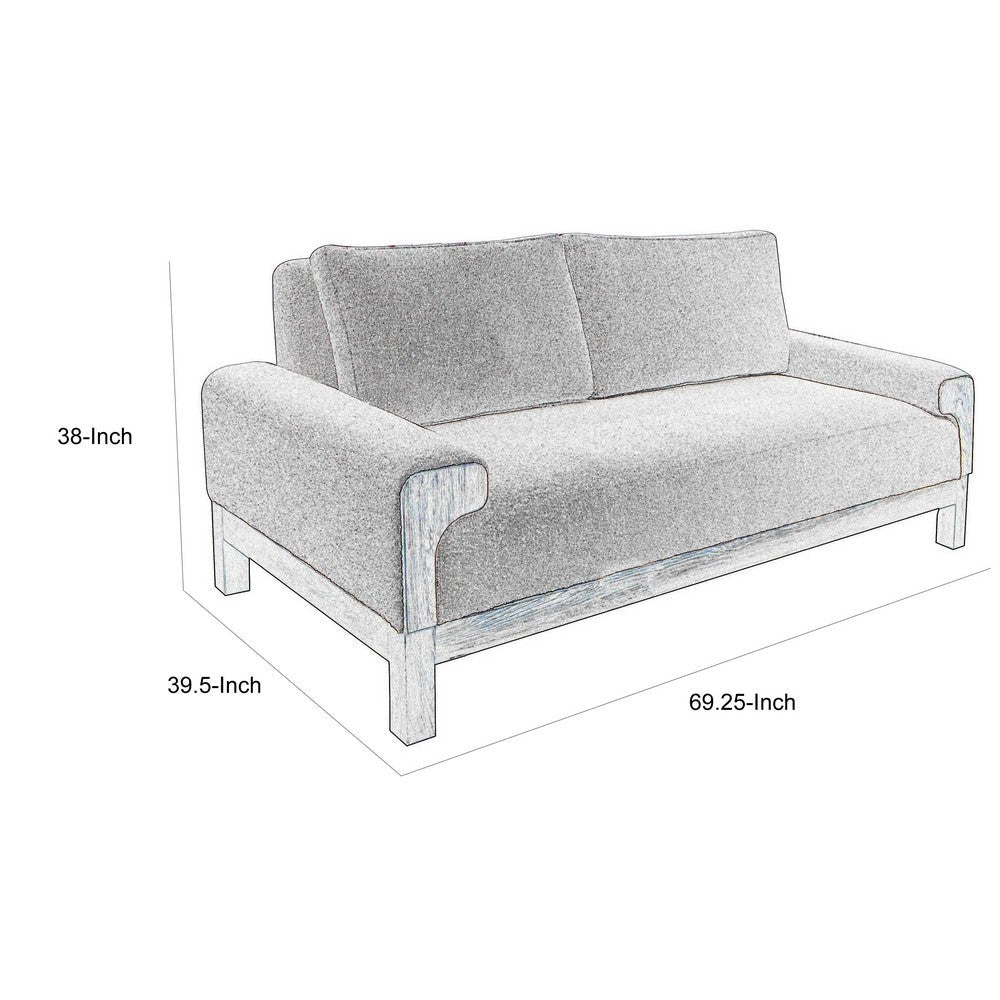 Caisy Loveseat Ivory Polyester Foam Cushions Solid Pine Wood 69 Inch By Casagear Home