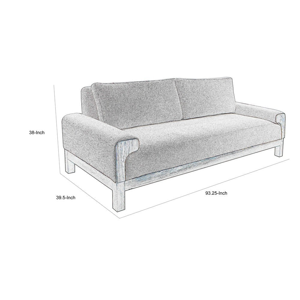 Caisy Sofa Beige Polyester Foam Cushions Solid Pine Wood Frame 93 Inch By Casagear Home