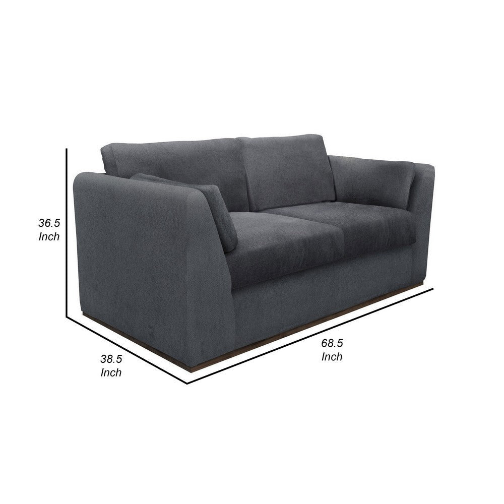 Sian Loveseat Iron Gray Polyester 2 Pillows Solid Pine Wood 69 Inch By Casagear Home