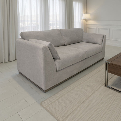 Sian Sofa, Almond Gray Polyester, 2 Pillows, Solid Pine Wood, 90 Inch By Casagear Home