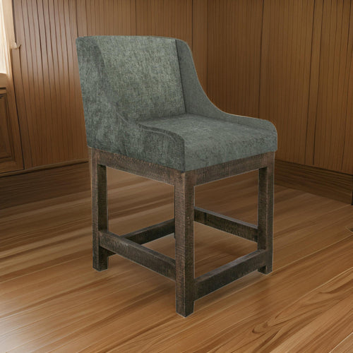 Lamy Counter Height Chair, Curved Arms, Compact, Rich Olive Green Polyester By Casagear Home