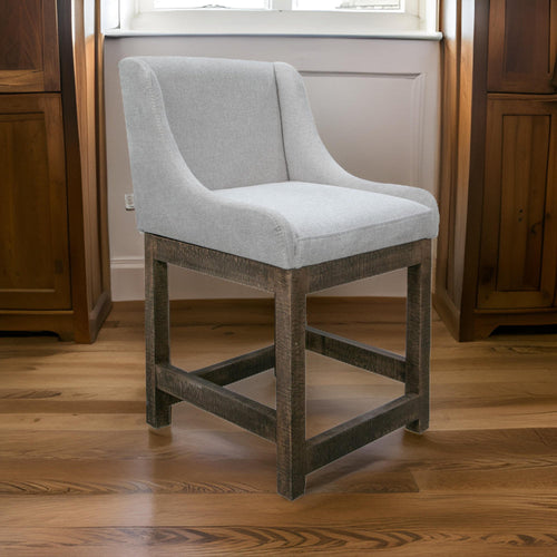 Lamy Counter Height Chair, Curved Arms, Compact, Rich Beige Polyester By Casagear Home