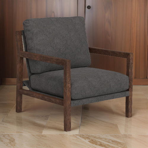 Tery Accent Chair, Lumbar Pillow, Transitional Solid Wood, Brown Polyester By Casagear Home