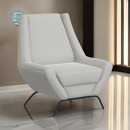 Tyna Accent Chair, 2 Neckroll Bolster Pillows, Black Iron, White Polyester By Casagear Home