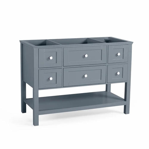 Sideboard Cabinet Console, 5 Drawers, 1 Lower Shelf, 49 Inch Gray White