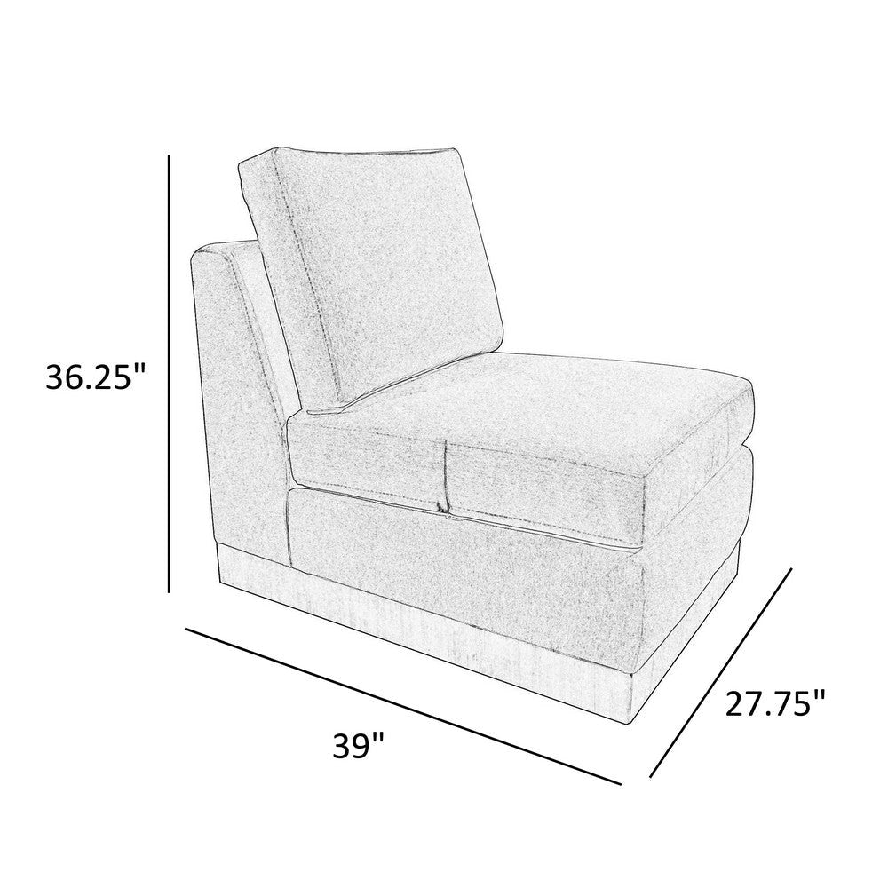 Jeni Modular Armless Chair 2 Pillows Solid Wood Almond Gray Polyester By Casagear Home BM323315