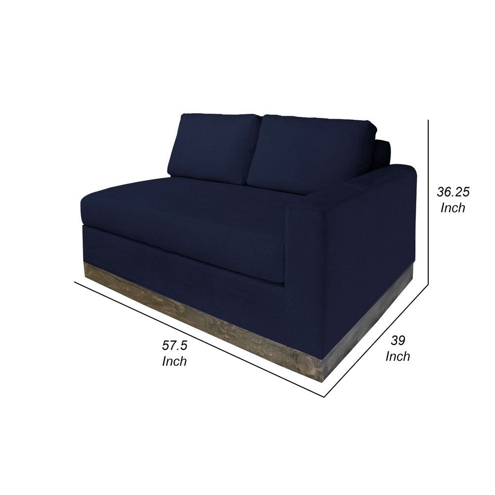 Jeni RAF Modular Loveseat 2 Pillows 58’’ Wood Navy Blue by Casagear Home