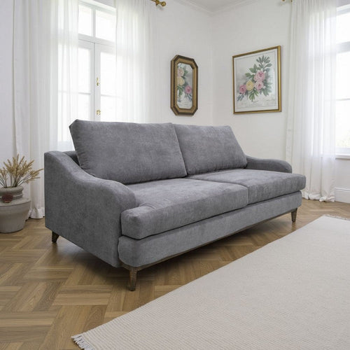 Alfi Sofa, 2 Accent Pillows, Classic Style Details Dark Gray by Casagear Home