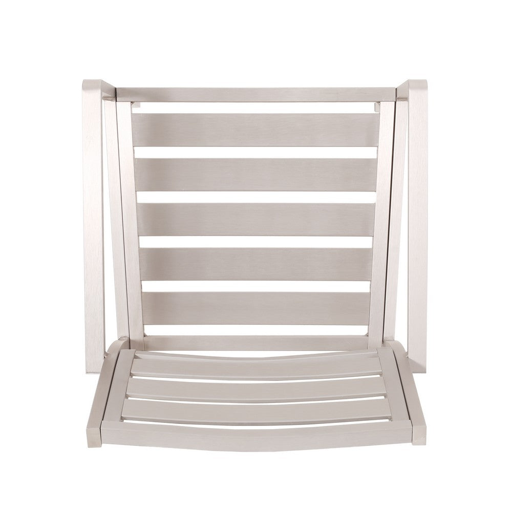 Niko Outdoor Dining Chair Set of 2, Metal, Silver Finish