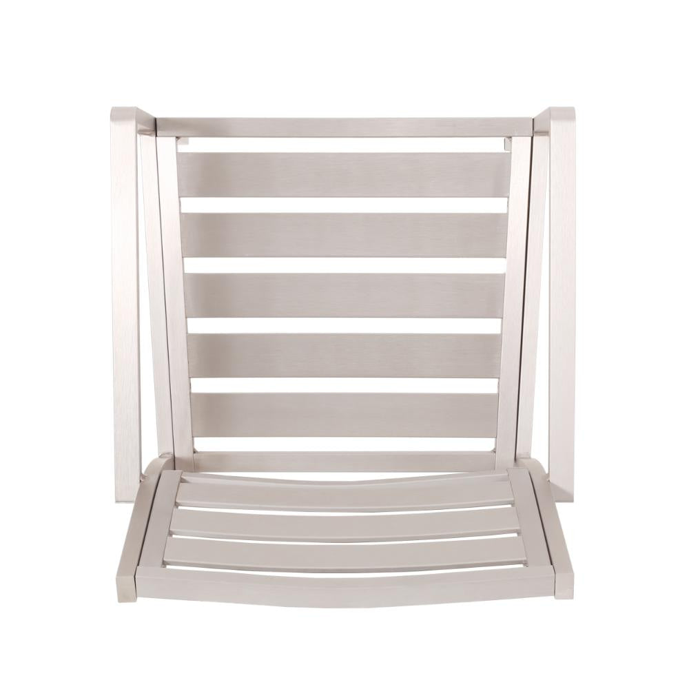 Niko Outdoor Dining Chair Set of 2 Open Slat Design Metal Silver Finish BM323365