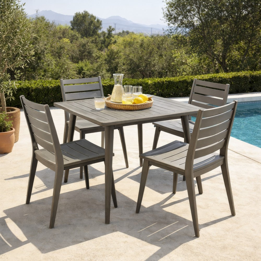 Lexy Outdoor Dining Chair, Square 36" Top, Gray Acacia Wood