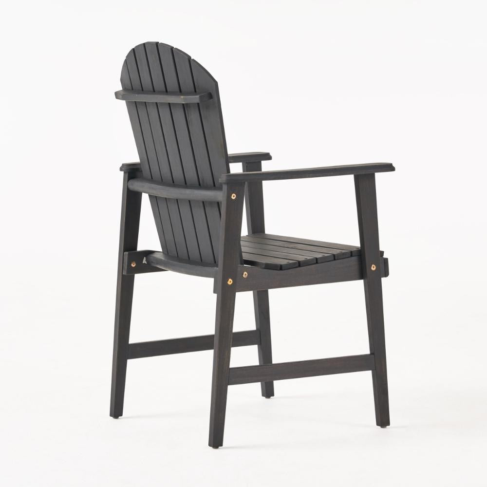 Pima Outdoor Dining Chair Set of 2 Adirondack Dark Gray Acacia Wood